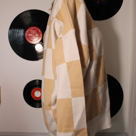 Minimalist Cream and White Checkered Board Sweater - Picture 2 of 4